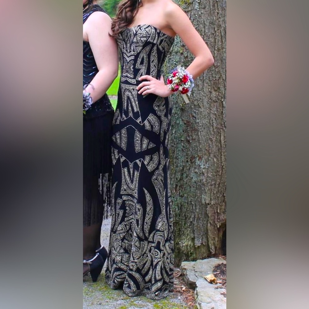Sparkly art-deco print prom dress size 1